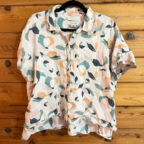 Rachel Zoe linen floral boxy button up women’s size Large - Picture 1 of 5